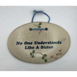 Mountaine Meadows Pottery Ceramic Wall Hanging Plaque SISTER Floral Made in VT